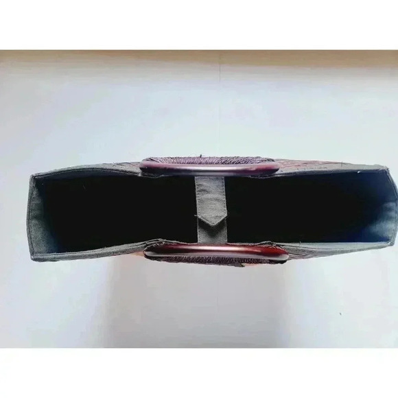 Vintage Unique Wood Exterior Satchel Top Handle Bag Vacation Resortwear Summer - Picture 6 of 12